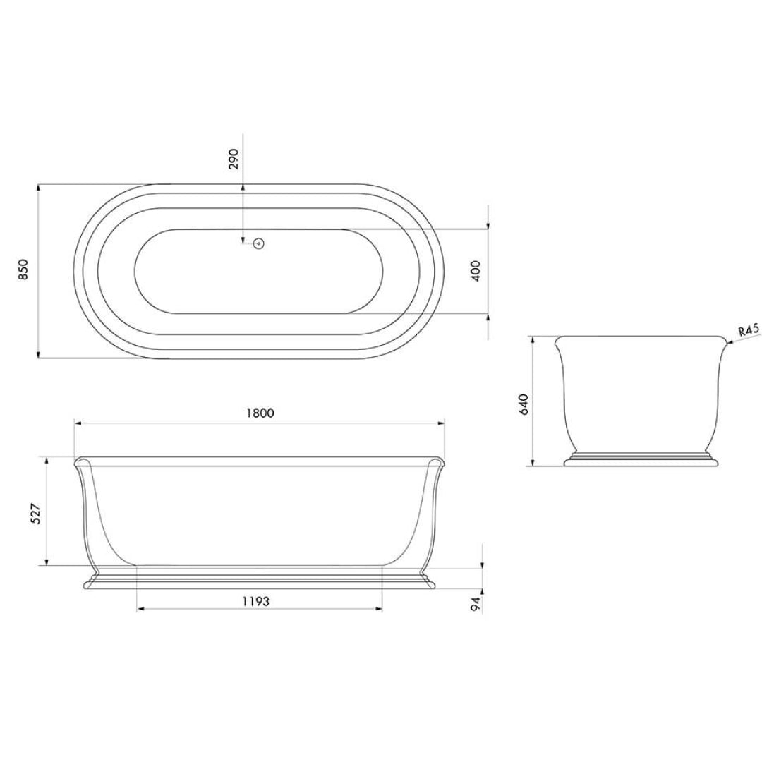 Turner Hastings Camden 1800 TitanCast Solid Surface Freestanding Bath without Overflow