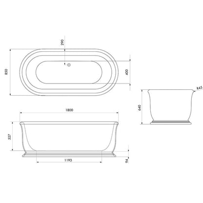 Turner Hastings Camden 1800 TitanCast Solid Surface Freestanding Bath without Overflow