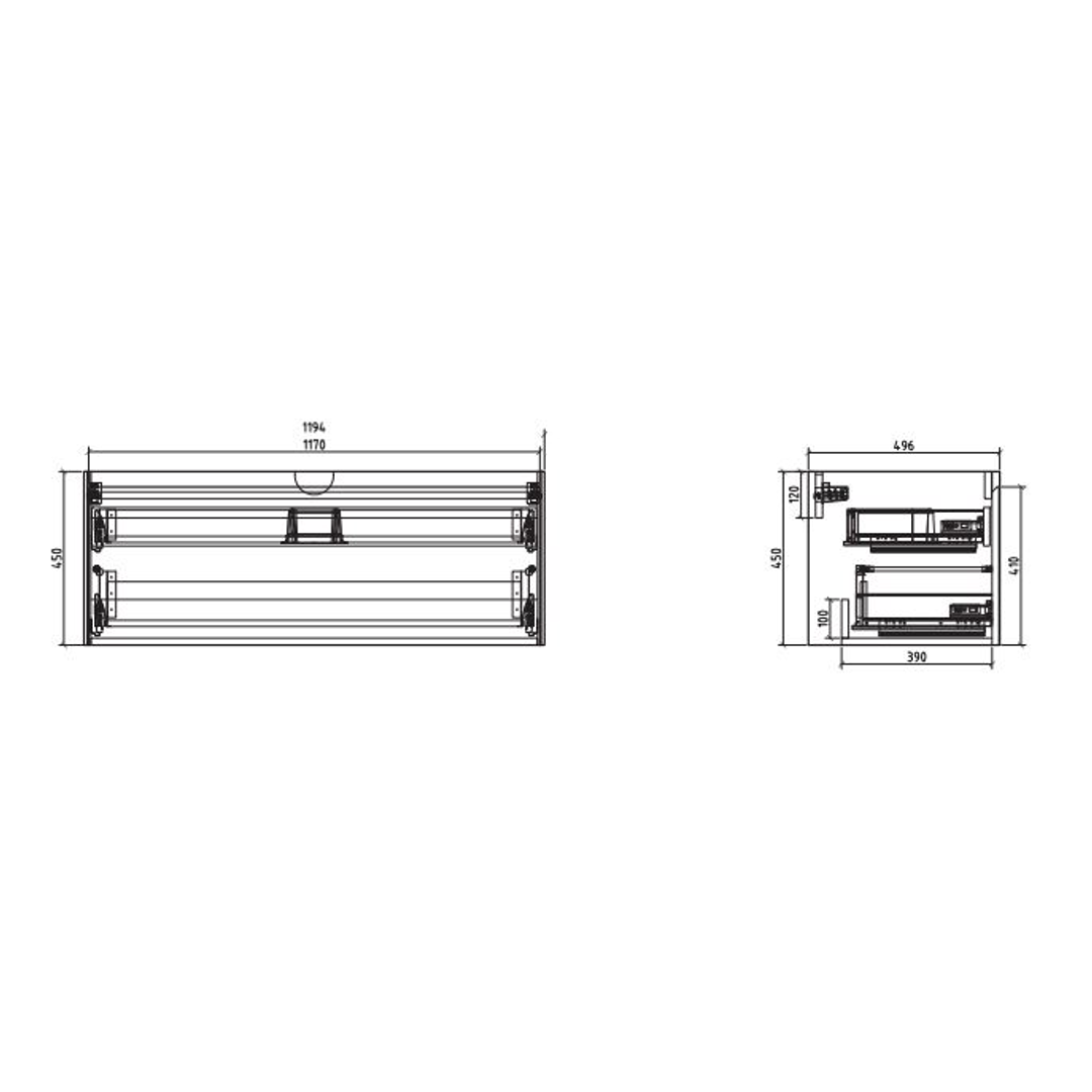 Belbagno Prado 1200mm Wall Hung Vanity  1200 X 480 X 450