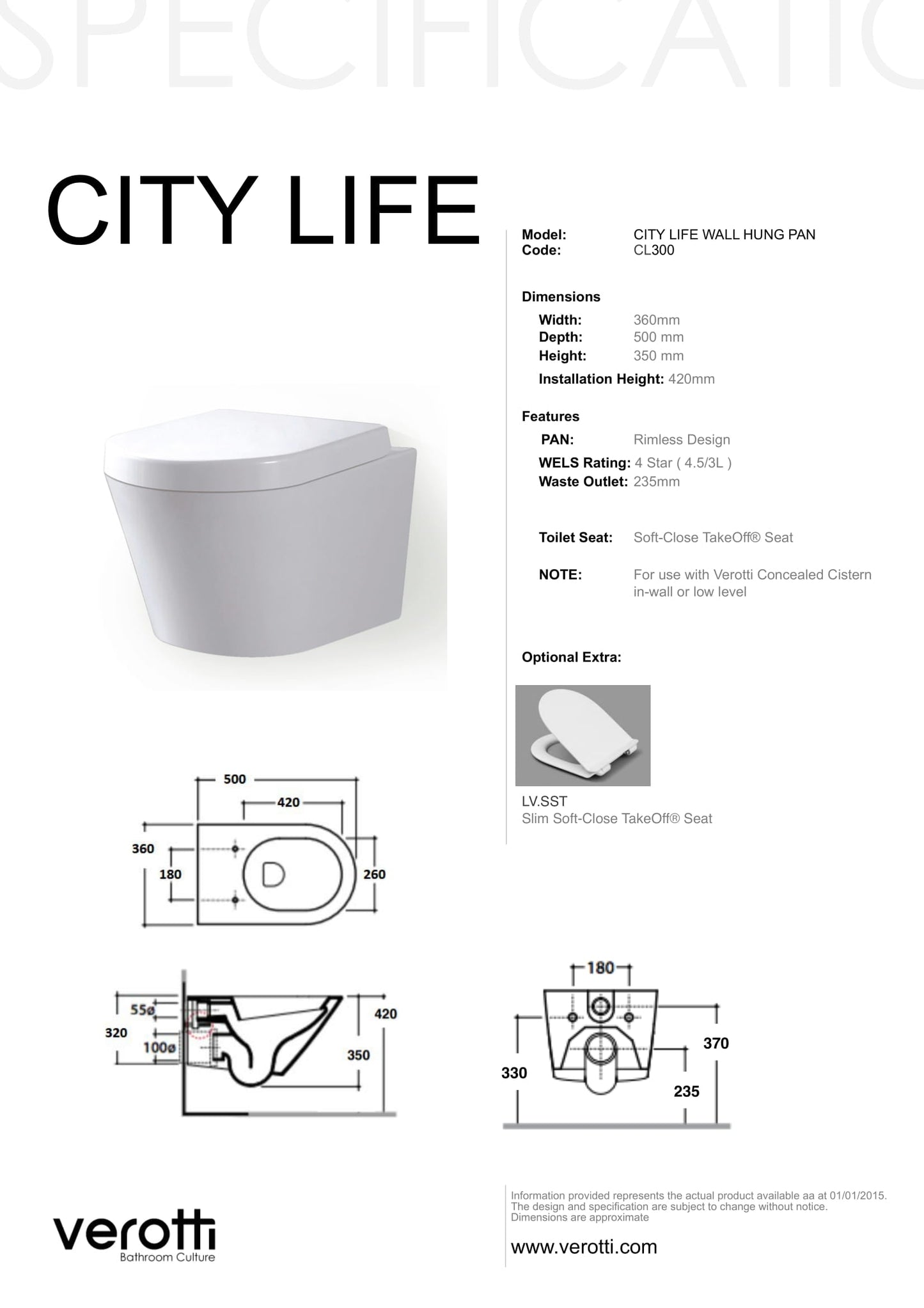 CITY LIFE WALL HUNG PAN