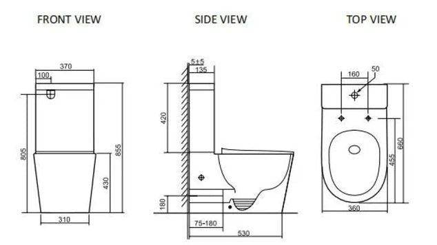 INSPIRE RADIANT RIMLESS TORNADO TOILET SUITE SLIM SEAT