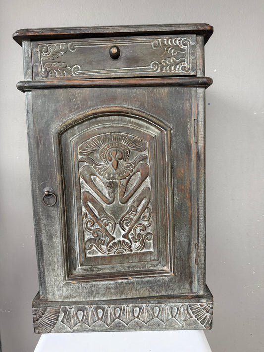 Vintage Wooden Carved Storage Cabinet