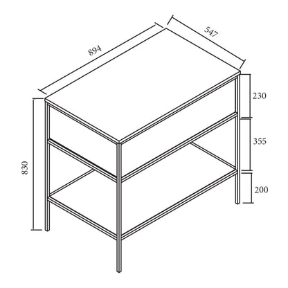 DIO 900mm Vanity Cabinet for Insert Basin - Costa Oak - 900mm x 547mm x 830mm / Costa Oak / Cabinet Only