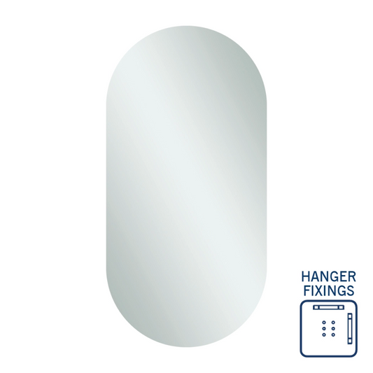 Thermogroup Ablaze Pill Shape Polished Edge Mirror with Hangers