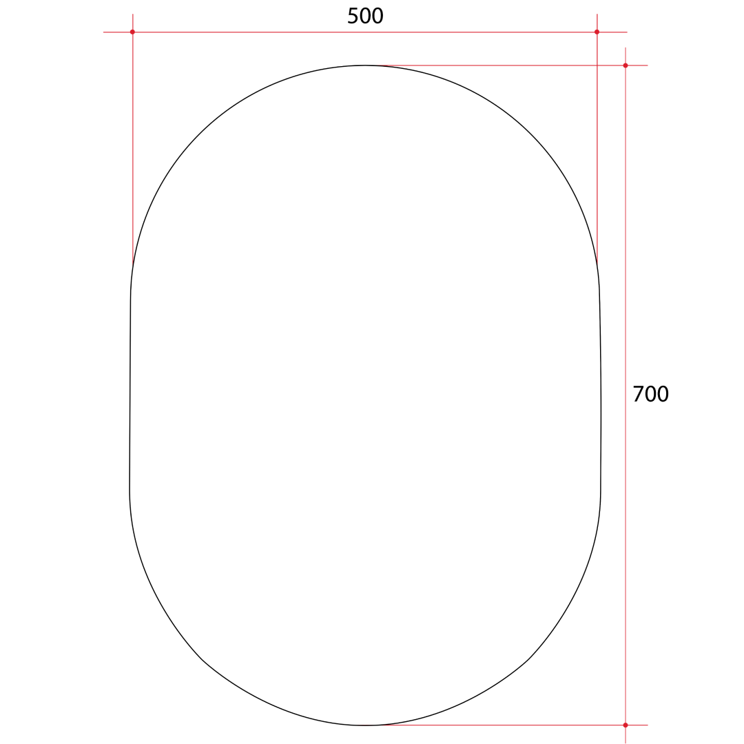 Thermogroup Pill Shape Polished Edge Glue-to-Wall Mirror Includes Demister