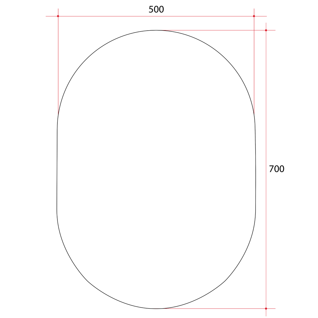 Thermogroup Pill Shape Polished Edge Glue-to-Wall Mirror