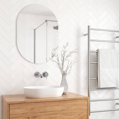 Thermogroup Ablaze Pill Shape Polished Edge Mirror with Hangers