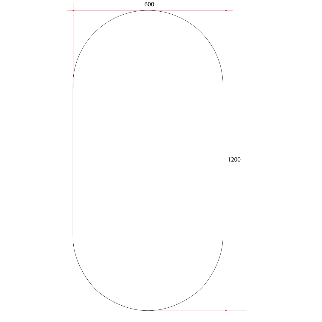 Thermogroup Ablaze Pill Shape Polished Edge Glue-to-Wall Mirror Includes Demister