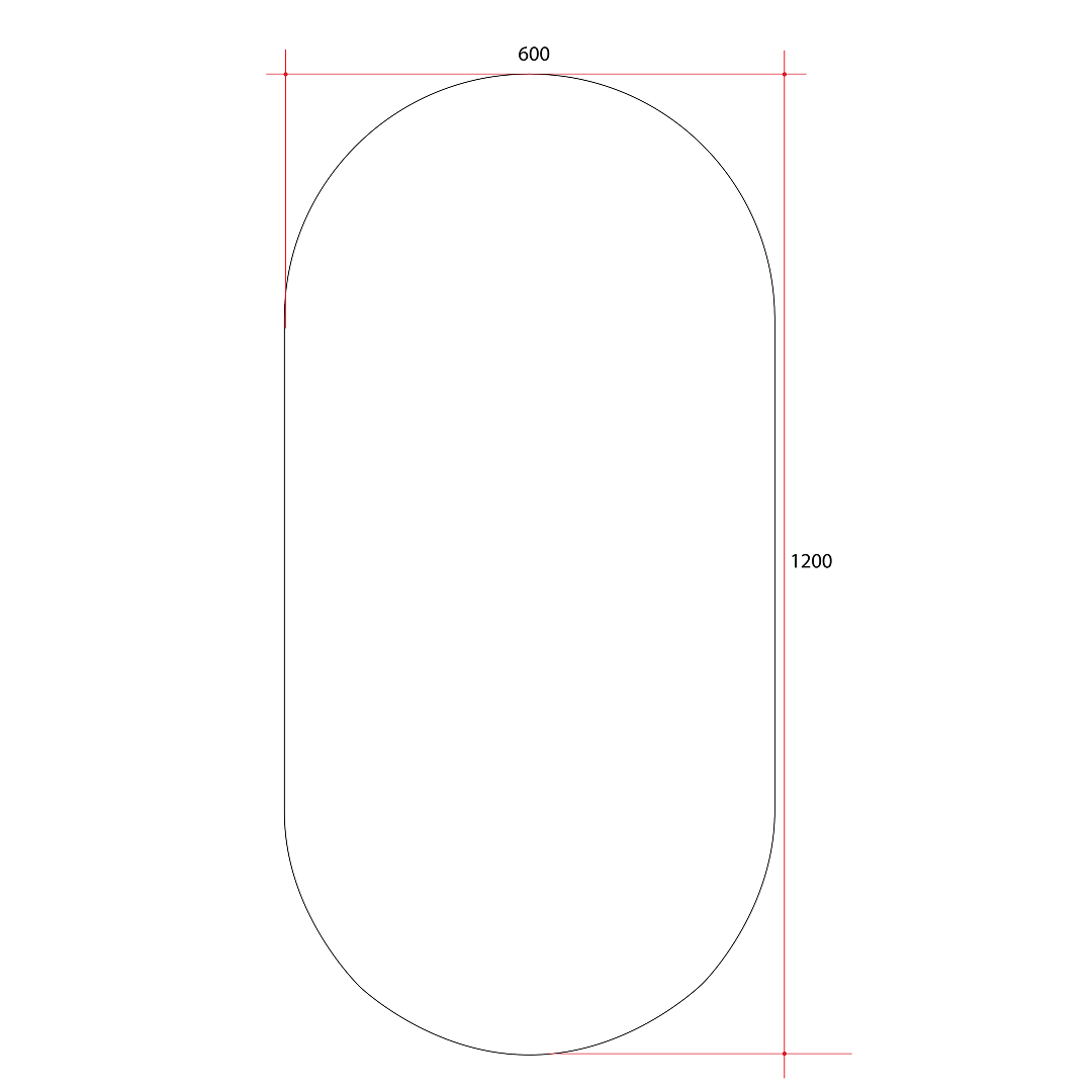 Thermogroup Ablaze Pill Shape Polished Edge Glue-to-Wall Mirror