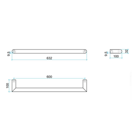 Thermorail 12V Round 632 Single Heated Towel Rail