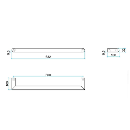 Thermorail 12V Round 632 Single Heated Towel Rail