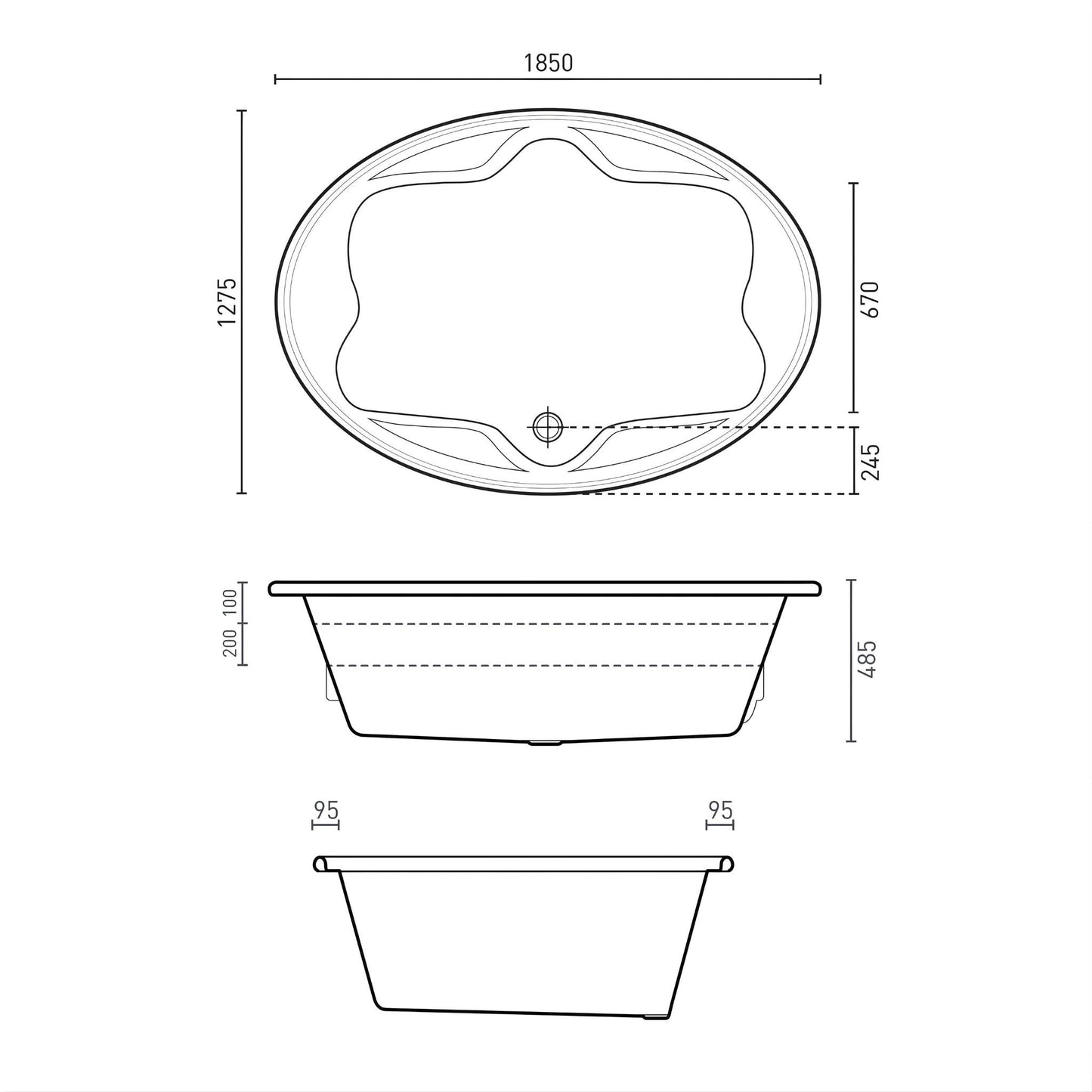 DECINA DUO INSET DOLCE VITA SPA BATHTUB  1850MM WITH 24-JETS