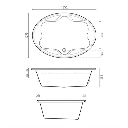 DECINA DUO INSET DOLCE VITA SPA BATHTUB  1850MM WITH 24-JETS