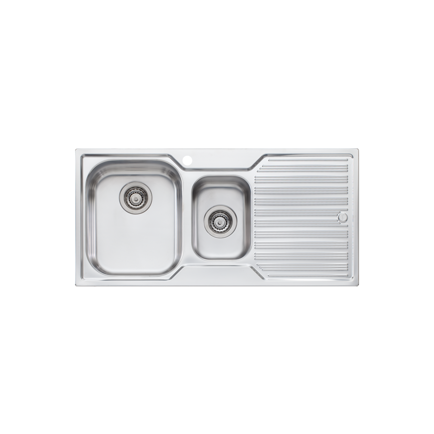 Oliveri Diaz 1 And 1/2 Bowl Sink With Right Drainboard and Taphole Stainless Steel
