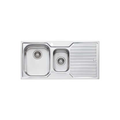 Oliveri Diaz 1 And 1/2 Bowl Sink With Right Drainboard and Taphole Stainless Steel