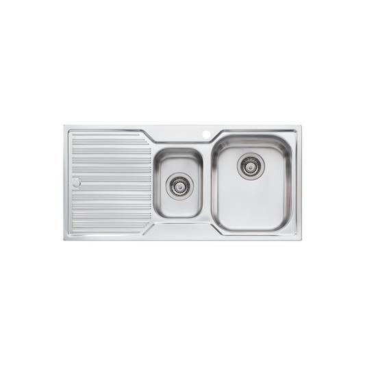 Oliveri Diaz 1 And 1/2 Bowl Sink With Left Drainboard and Taphole Stainless Steel