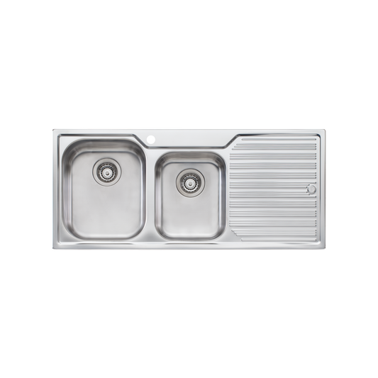 Oliveri Diaz 1 And 3/4 Bowl Sink With Right Drainboard and Taphole Stainless Steel