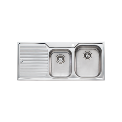 Oliveri Diaz 1 And 3/4 Bowl Sink With Left Drainboard and Taphole Stainless Steel