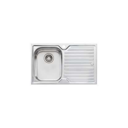 Oliveri Diaz Single Bowl Sink With Right Drainboard and Taphole Stainless Steel