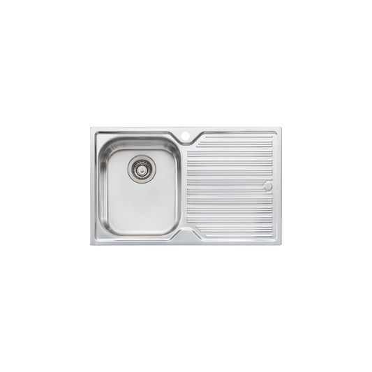 Oliveri Diaz Single Bowl Sink With Right Drainboard and Taphole Stainless Steel