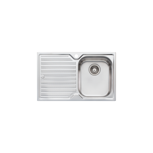 Oliveri Diaz Single Bowl Sink With Left Drainboard and Taphole Stainless Steel