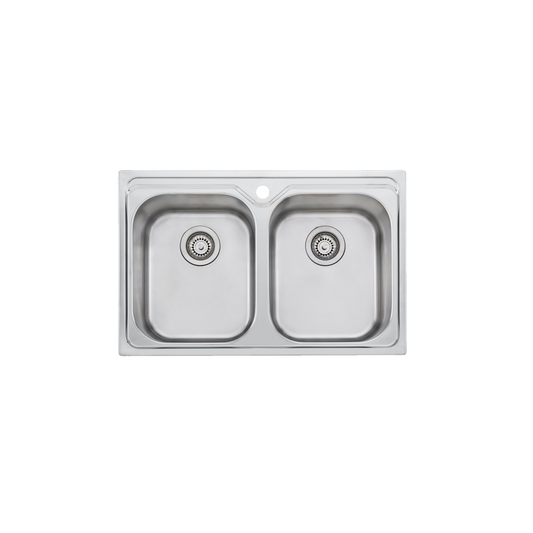 Oliveri Diaz Double Bowl Universal Sink and Taphole Stainless Steel