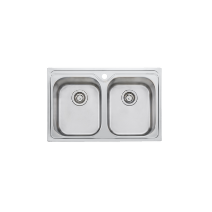 Oliveri Diaz Double Bowl Universal Sink and Taphole Stainless Steel