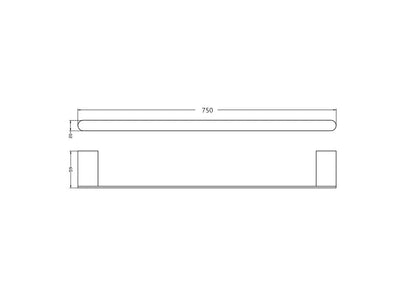 INSPIRE ZEVIO SINGLE NON-HEATED TOWEL RAIL CHROME 600MM AND 750MM