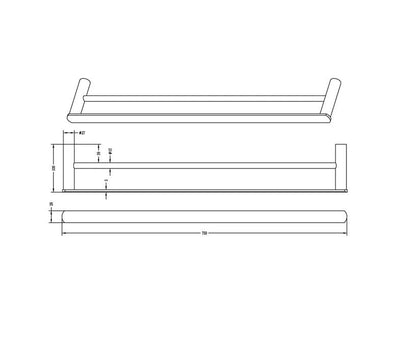 INSPIRE VETTO DOUBLE NON-HEATED TOWEL RAIL MATTE BLACK 600MM AND 750MM