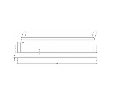 INSPIRE VETTO SINGLE NON-HEATED TOWEL RAIL BRUSHED NICKEL 600MM AND 750MM