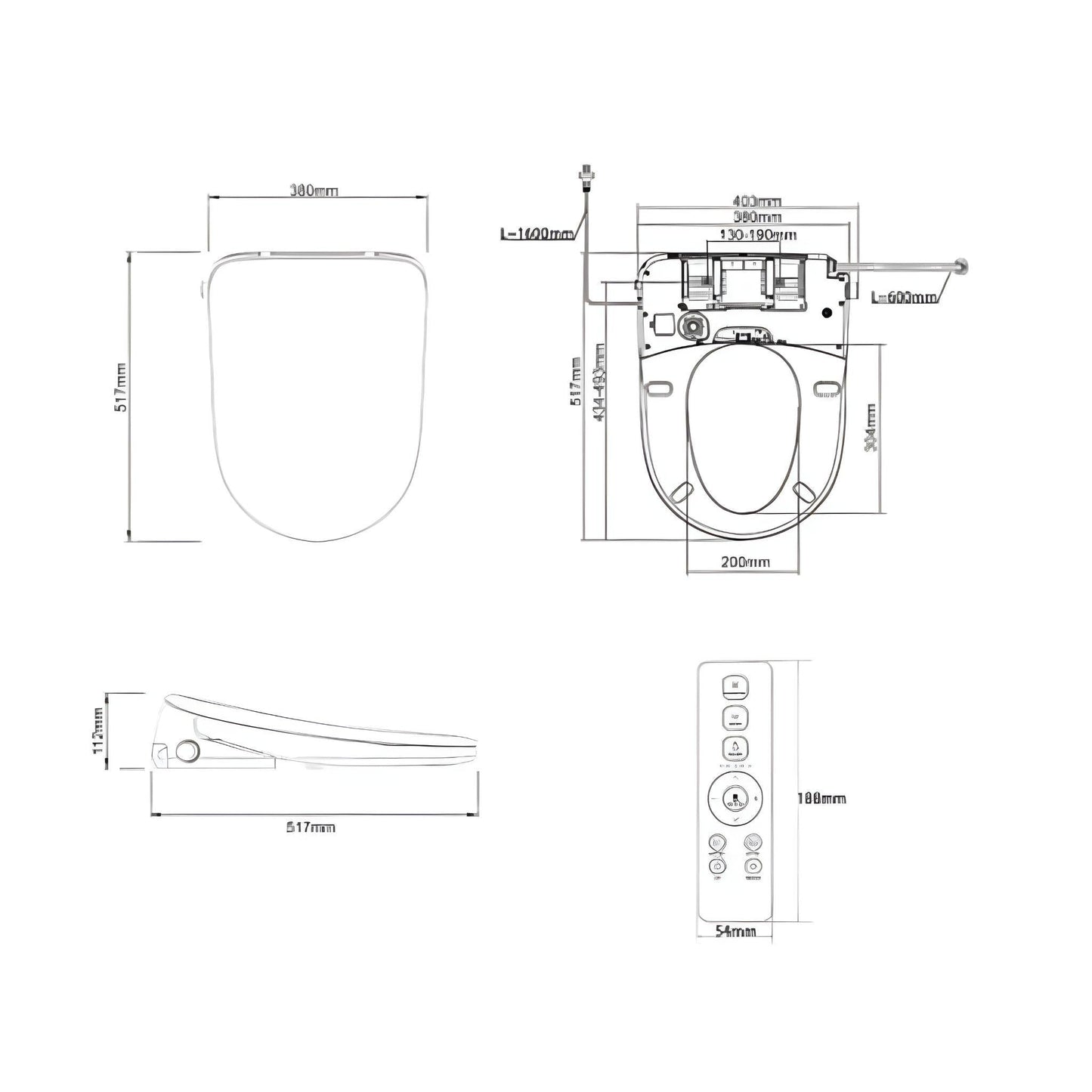 INSPIRE ALZANO RIMLESS BACK-TO-WALL TOILET SUITE AND SPA SMART BIDET SEAT WITH REMOTE CONTROL D-SHAPE