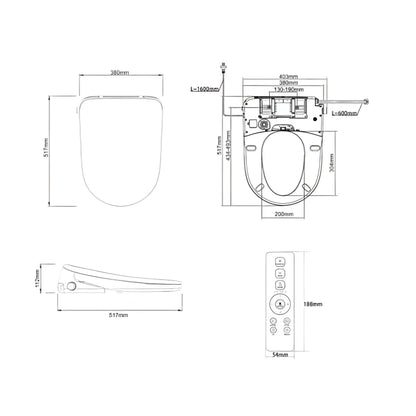 INSPIRE ALZANO RIMLESS BACK-TO-WALL TOILET SUITE AND SPA SMART BIDET SEAT WITH REMOTE CONTROL D-SHAPE