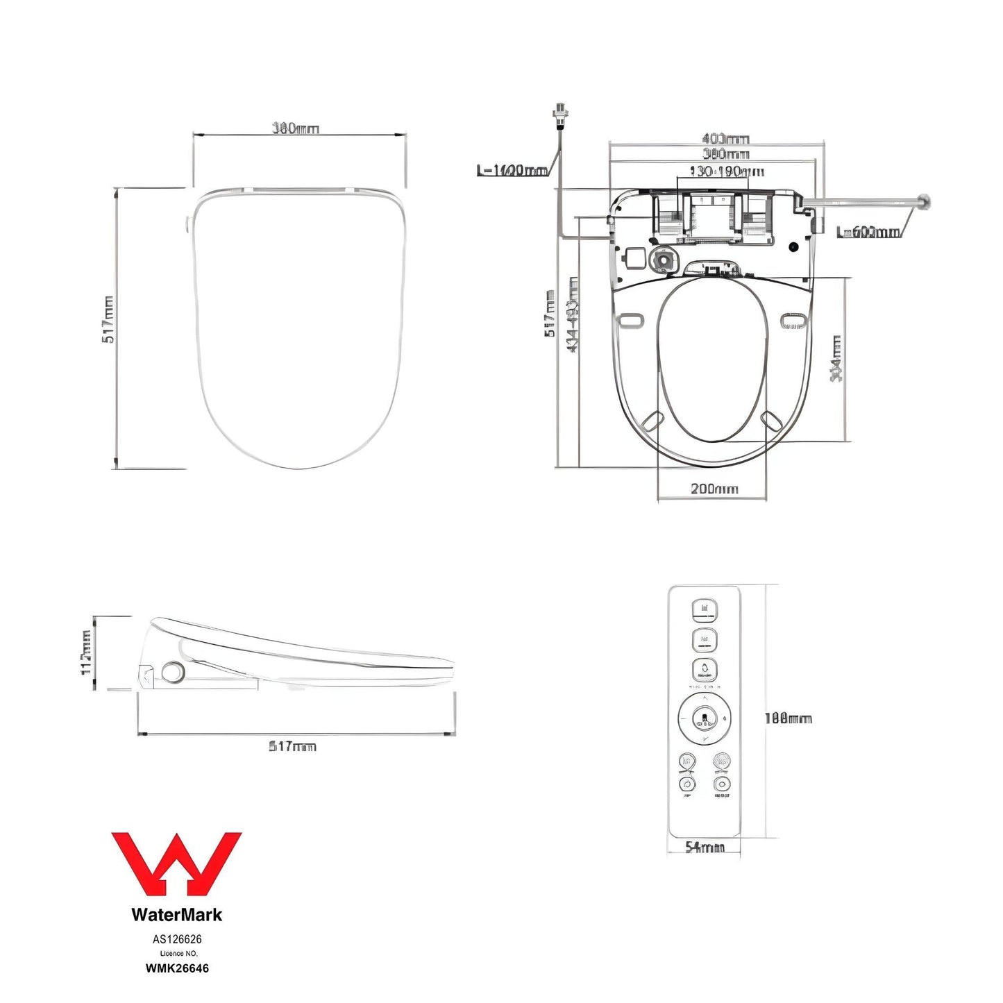 INSPIRE ALZANO RIMLESS WALL-FACED TOILET PAN AND SPA SMART BIDET SEAT WITH REMOTE CONTROL D-SHAPE