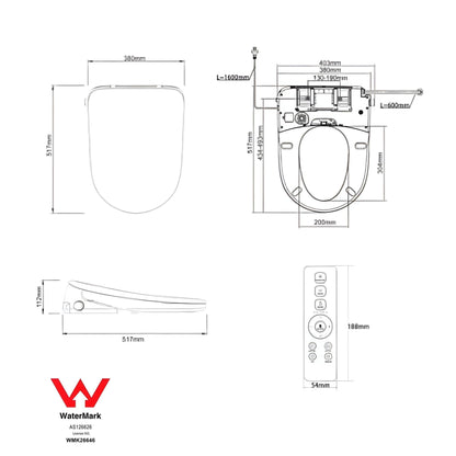 INSPIRE ALZANO RIMLESS WALL-FACED TOILET PAN AND SPA SMART BIDET SEAT WITH REMOTE CONTROL D-SHAPE