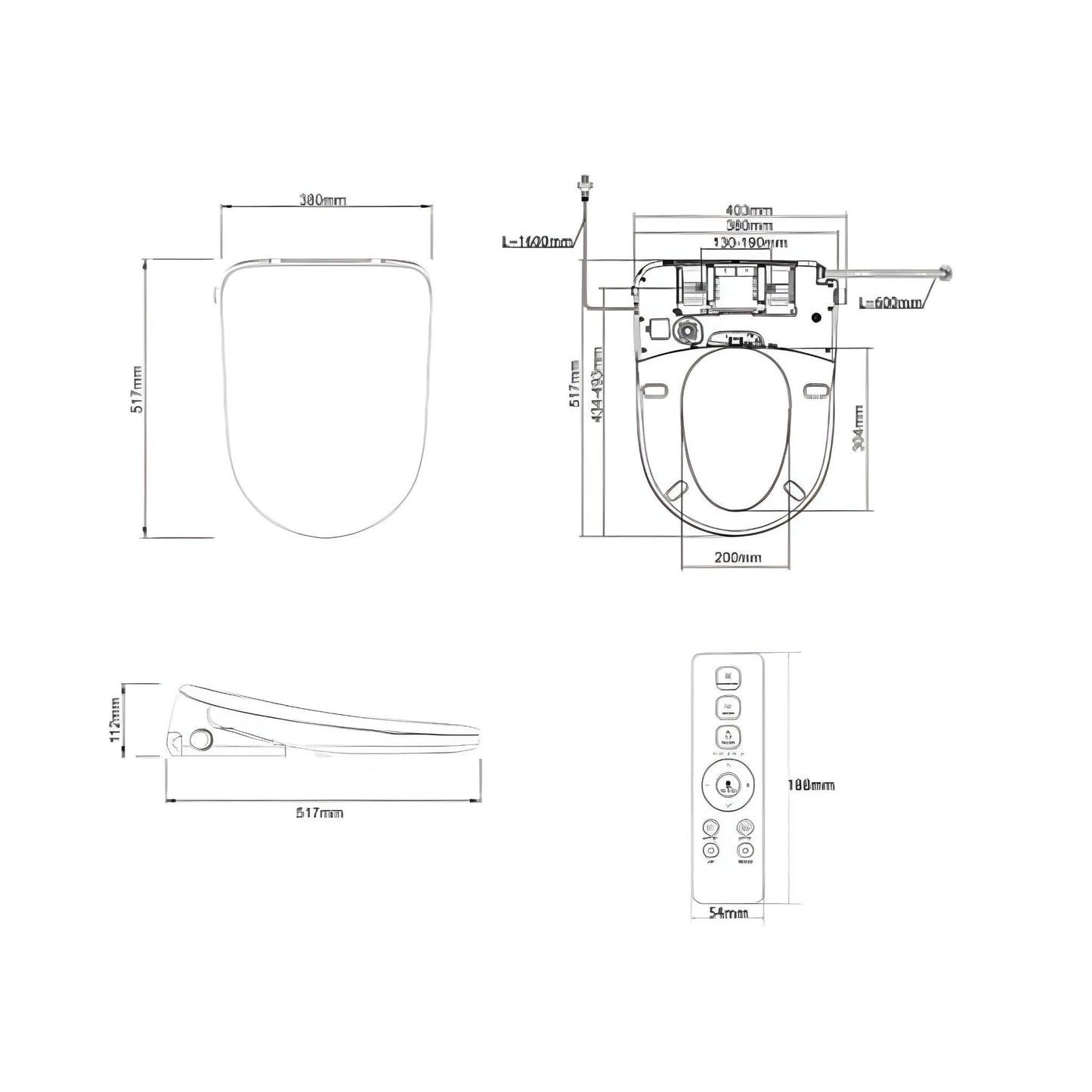 INSPIRE RADIANT RIMLESS BACK-TO-WALL TOILET SUITE AND SPA SMART BIDET SEAT WITH REMOTE CONTROL D-SHAPE