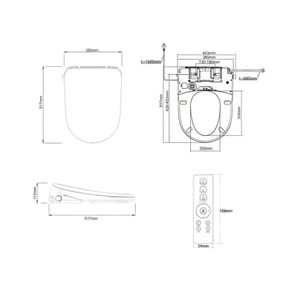 INSPIRE VOGHERA RIMLESS WALL-FACED TOILET PAN AND SPA SMART BIDET SEAT WITH REMOTE CONTROL D-SHAPE