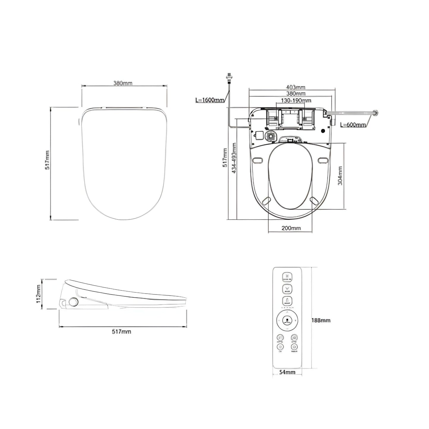 INSPIRE ZENITTI BACK-TO-WALL TOILET SUITE AND SPA SMART BIDET SEAT WITH REMOTE CONTROL D-SHAPE