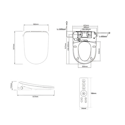 INSPIRE ZENITTI BACK-TO-WALL TOILET SUITE AND SPA SMART BIDET SEAT WITH REMOTE CONTROL D-SHAPE