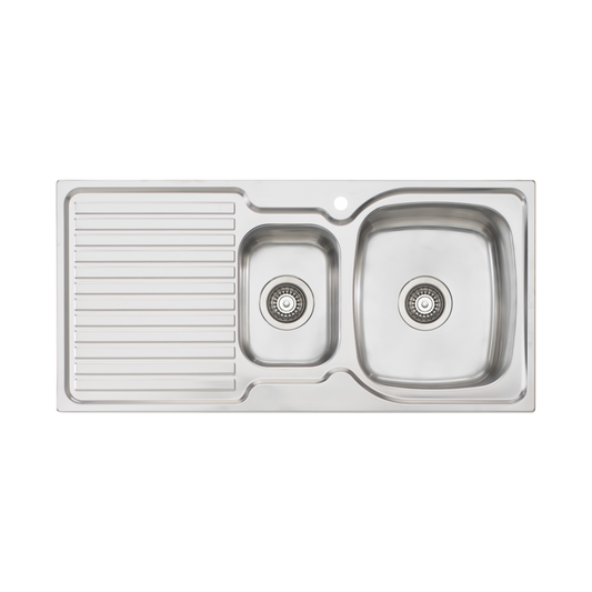 Oliveri Endeavour 1 And 1/2 Bowl Sink With Left Drainboard and Taphole Stainless Steel