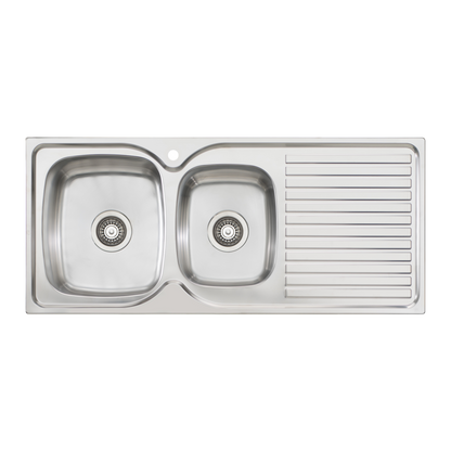 Oliveri Endeavour 1 And 3/4 Bowl Sink With Right Drainboard and Taphole Stainless Steel