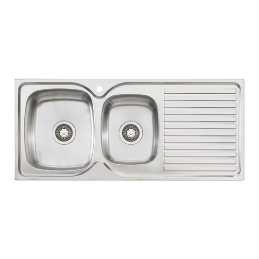 Oliveri Endeavour 1 And 3/4 Bowl Sink With Right Drainboard and Taphole Stainless Steel