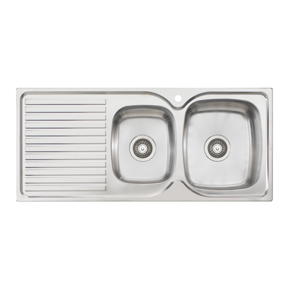 Oliveri Endeavour 1 And 3/4 Bowl Sink With Left Drainboard and Taphole Stainless Steel