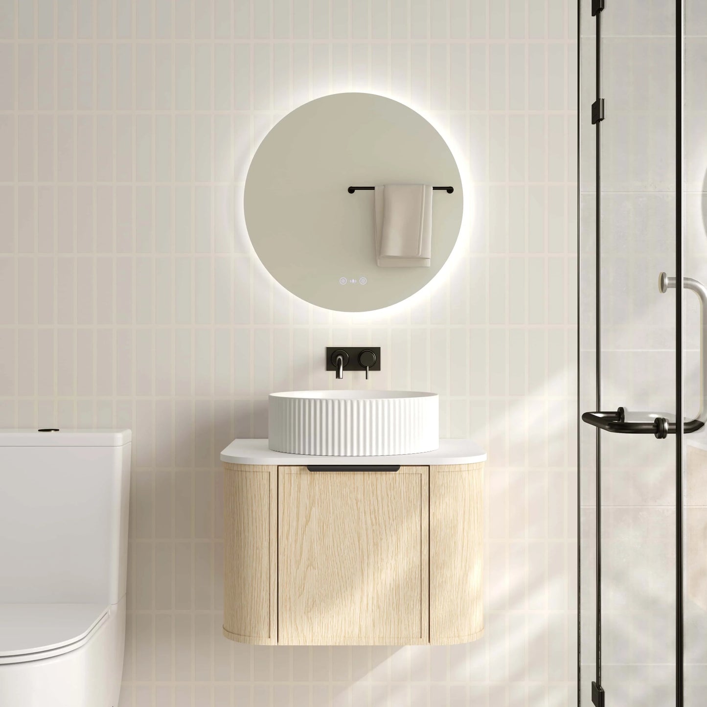 Elva 600mm Wall-Hung Cabinet - Natural Oak - 600mm / Brushed Nickel / Natural Oak Cabinet Only