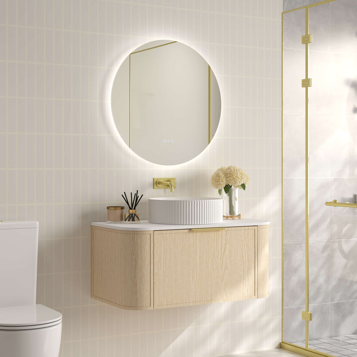 Elva 900mm Wall-Hung Cabinet - Natural Oak