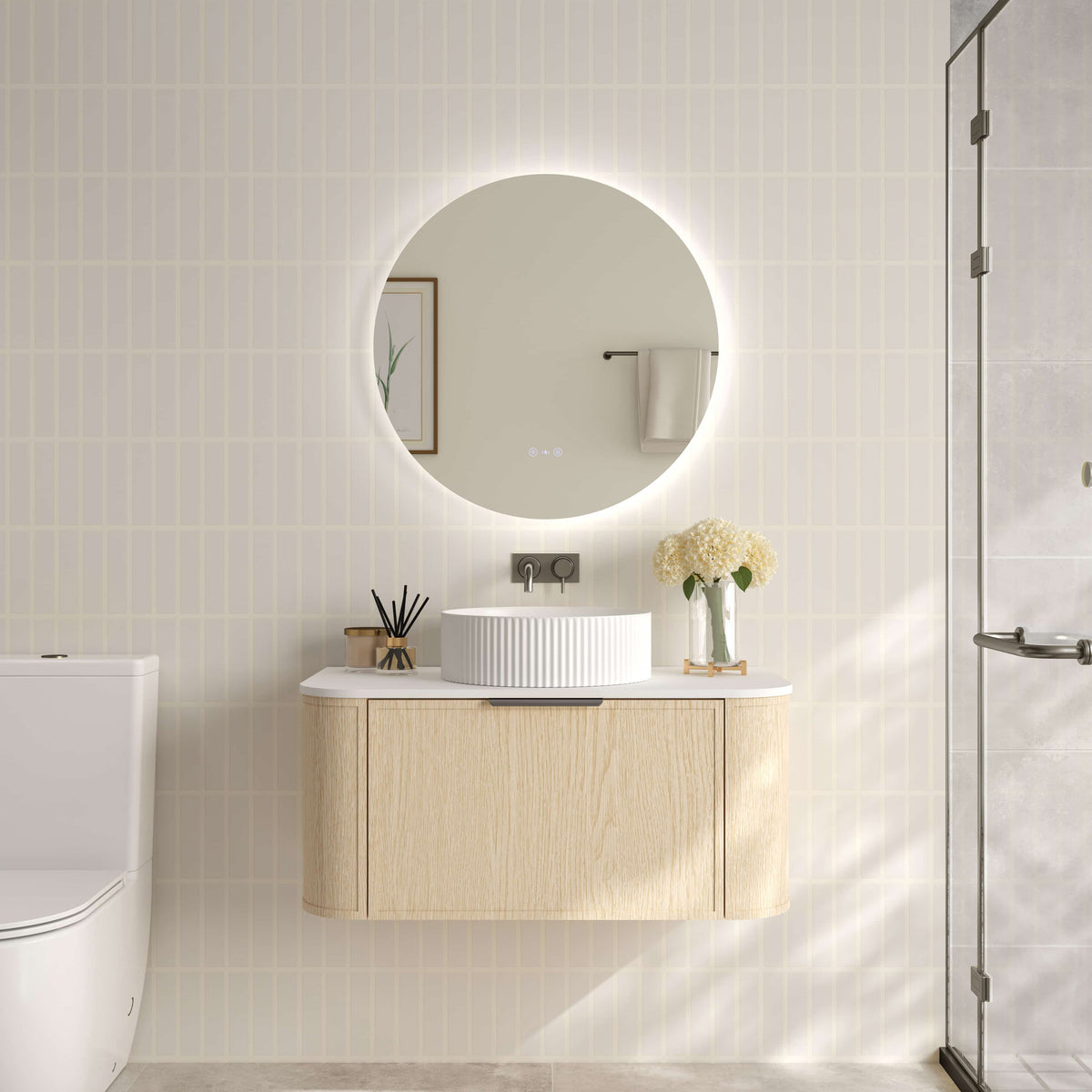 Elva 900mm Wall-Hung Cabinet - Natural Oak