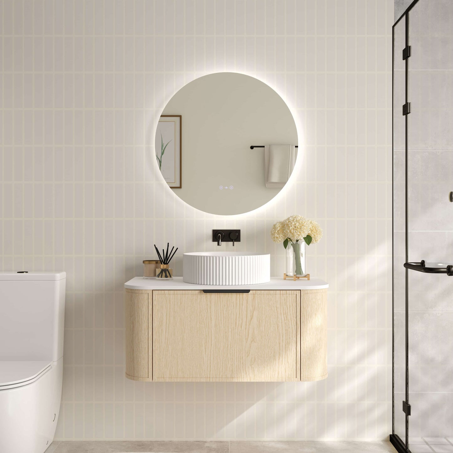 Elva 900mm Wall-Hung Cabinet - Natural Oak