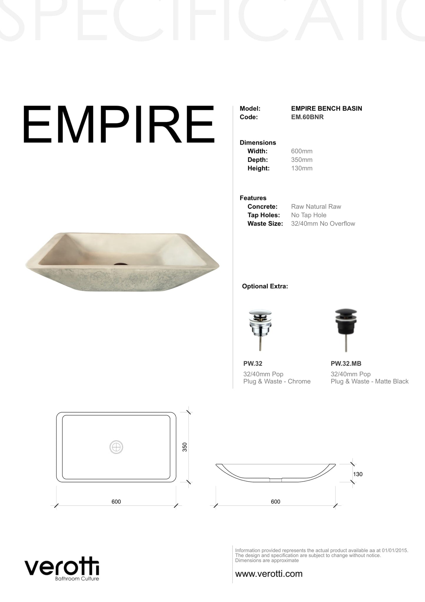 EMPIRE (W600, D350, H130)