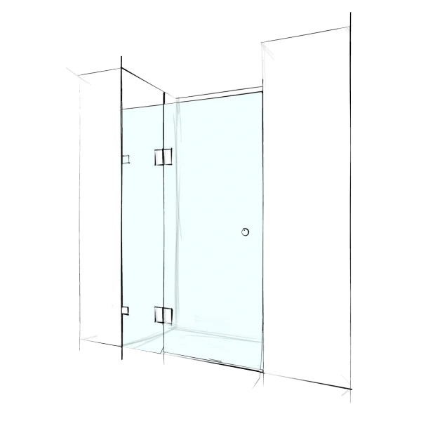 Custom Frameless Wall-To-Wall (2 Panels) - Up to 1000 / TruClear+ / Bracket