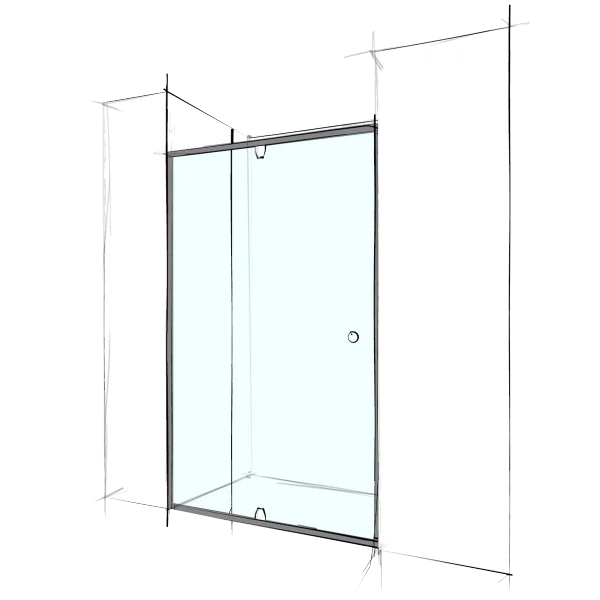 Custom Semi-Frameless Wall-To-Wall (2 Panels) - Up to 1200 / Clear