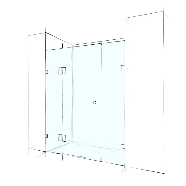 Custom Frameless Wall-To-Wall (3 Panels) - Up to 1600 / Grey / Concealed Channel